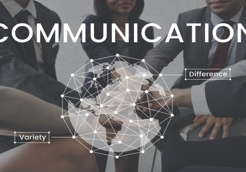 Workers working together network graphic